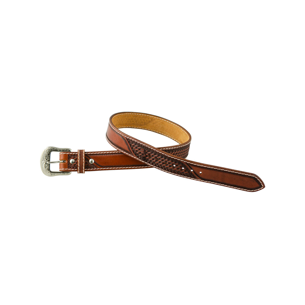 Pool's western leather belt with  flower tooling