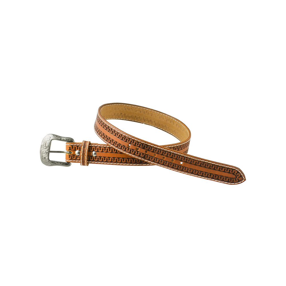 Pool's western leather belt with  snake tooling