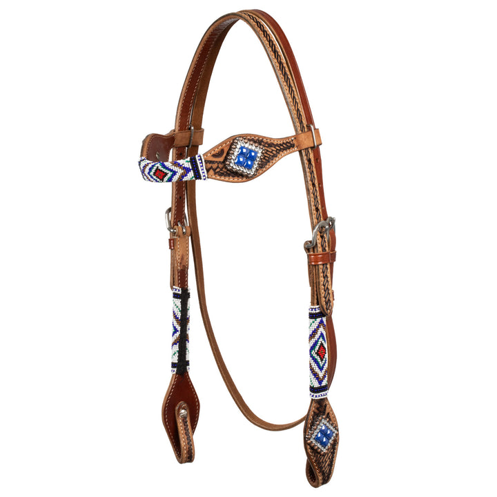 Pool's headstall with blue diamond decorations