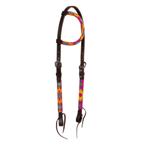 Pool's multicolor beaded oiled western one ear bridle