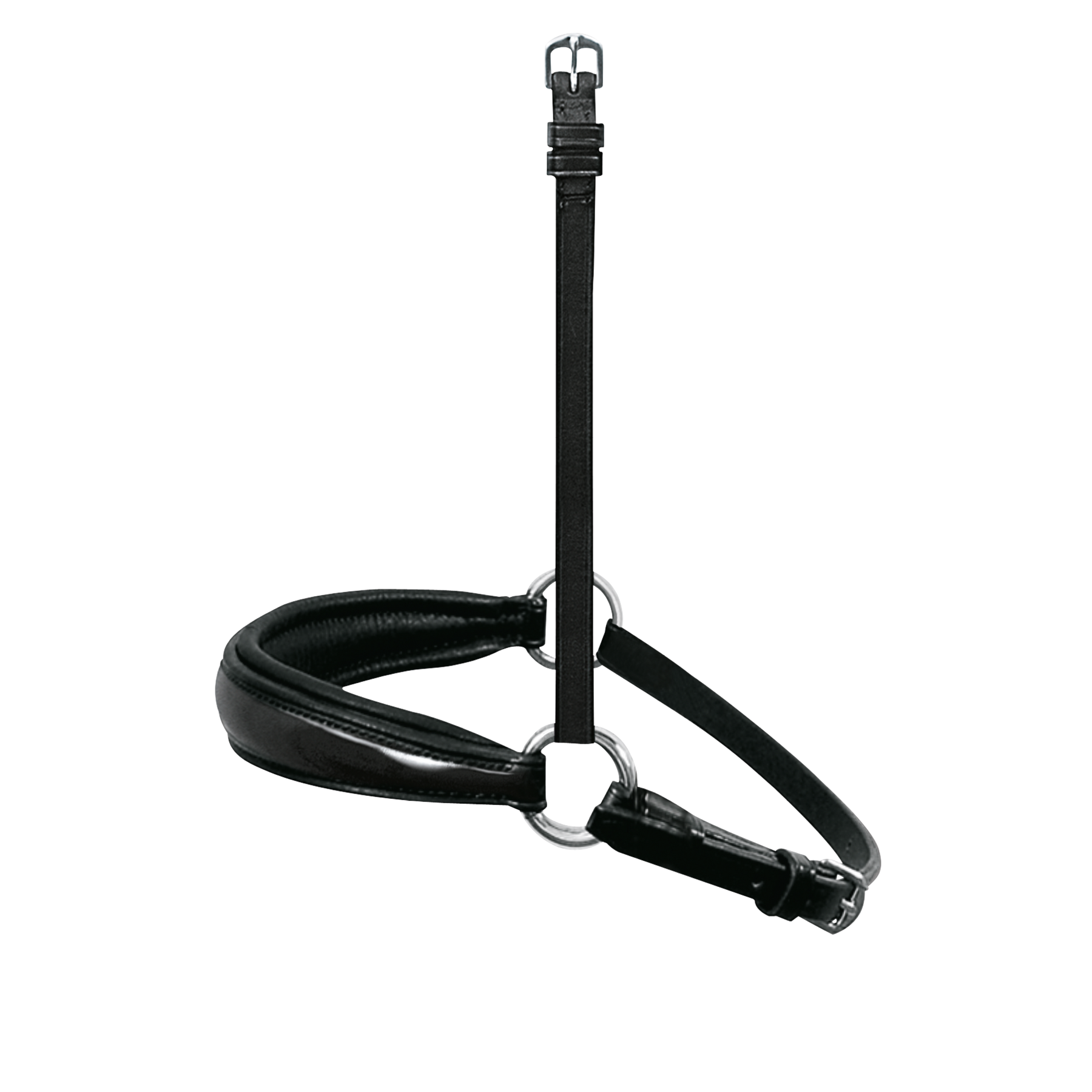 Passier exchangeable dropped noseband with patent leather trim