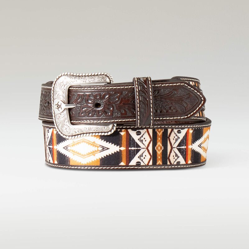 Ariat floral inlay belt for men