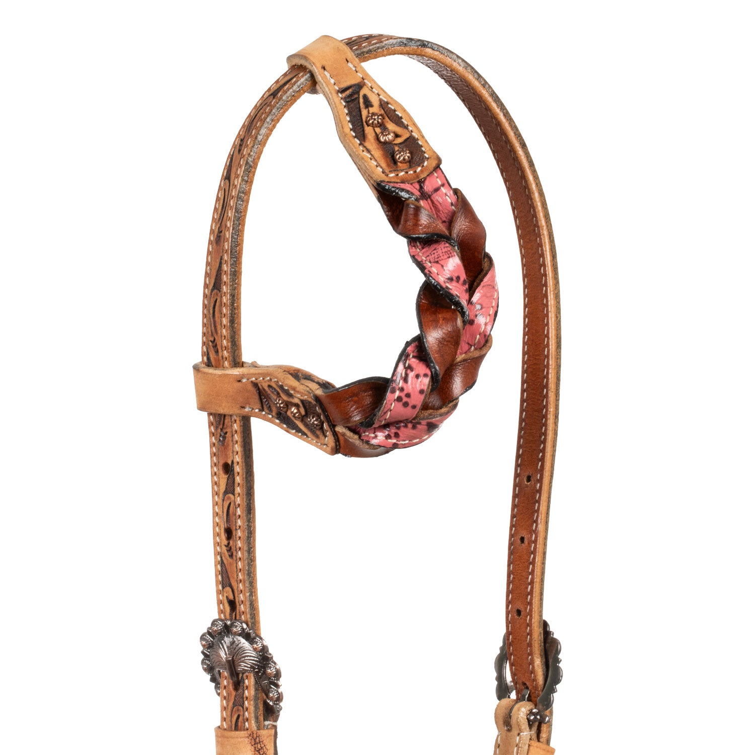 Pool's one ear bridle with braided leather decorations