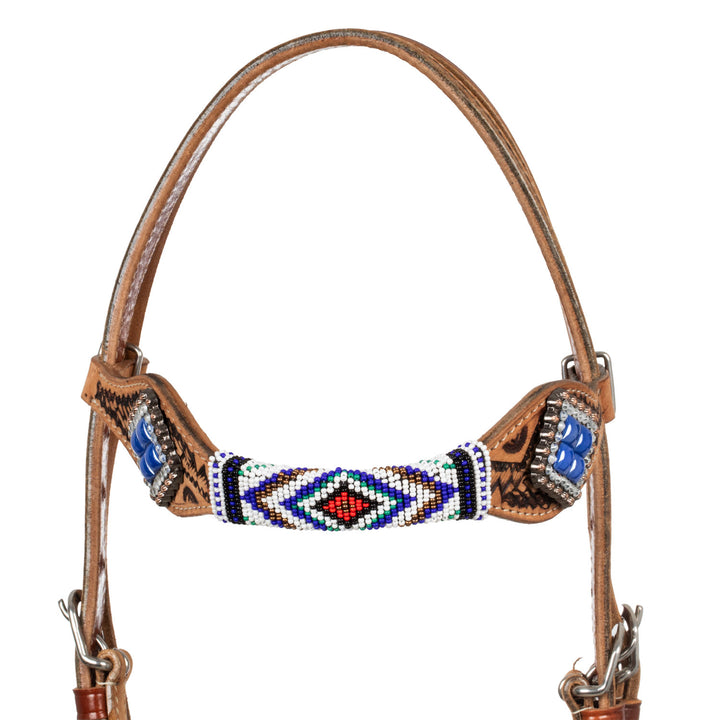 Pool's headstall with blue diamond decorations