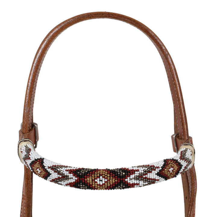 Pool's bridle with beaded southwest decorations and cotton mecate reins