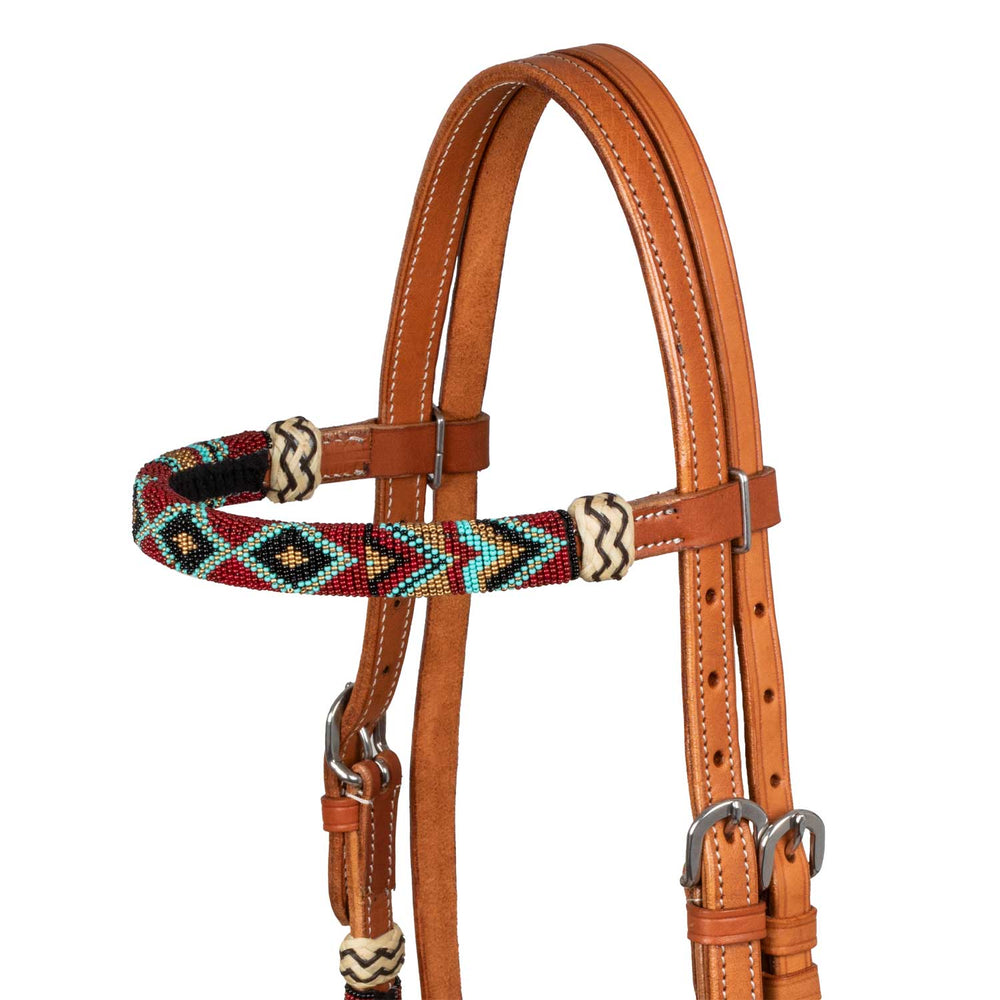 Pool's burgundy pearls bridle with horsehair mecate reins