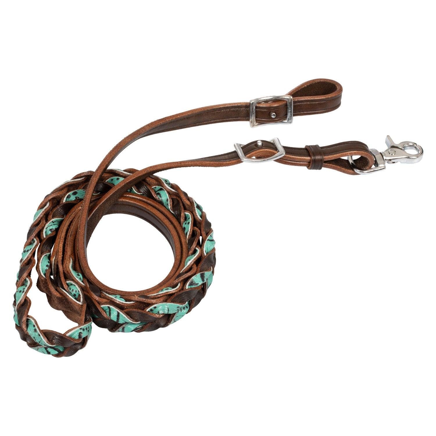 Pool's braided leather decoration reins