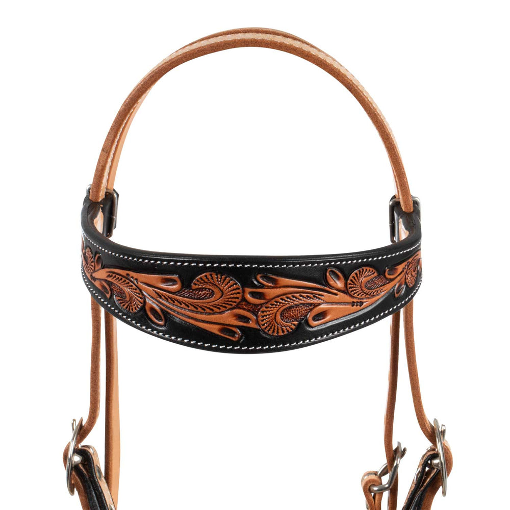 Pool's western bridle dark floral tooling