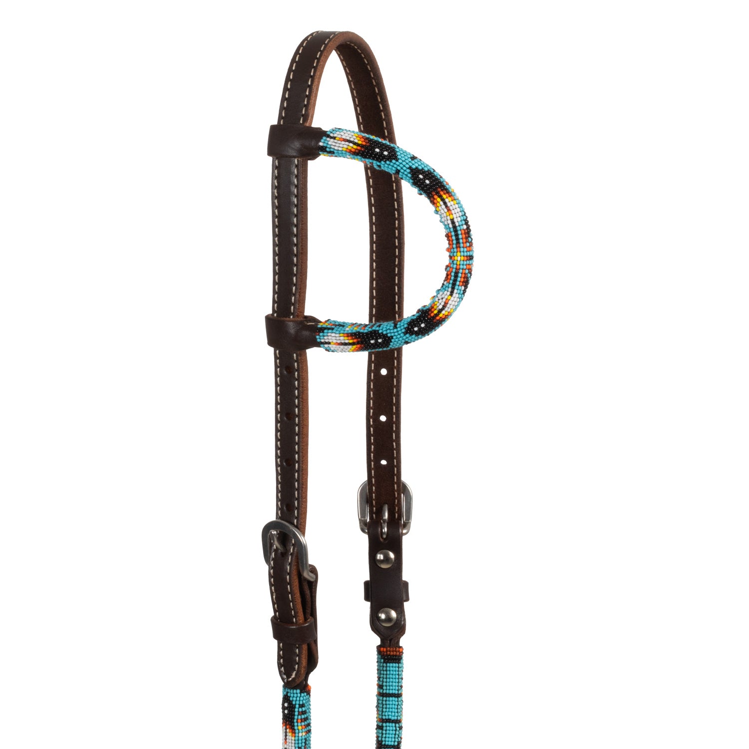 Pool's navanjo sky beaded oiled western one ear bridle