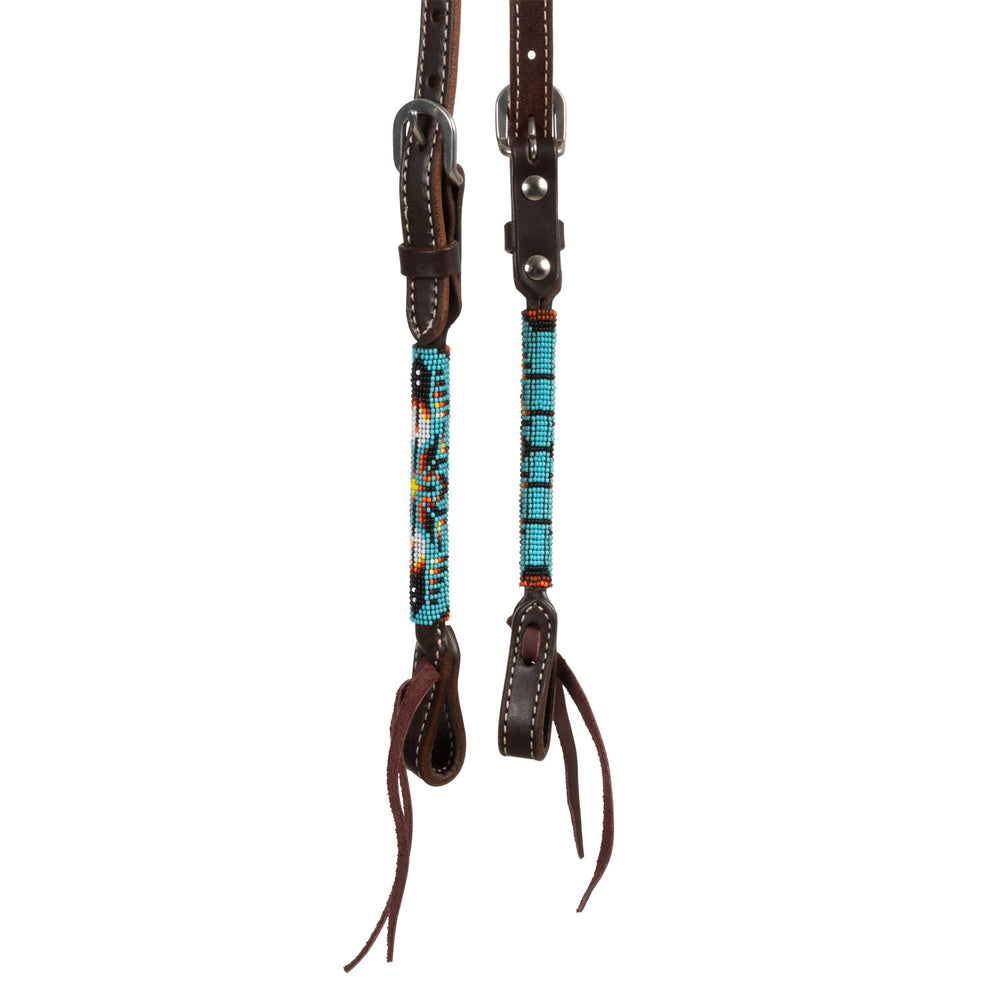 Pool's navanjo sky beaded oiled western one ear bridle