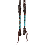Pool's navanjo sky beaded oiled western one ear bridle