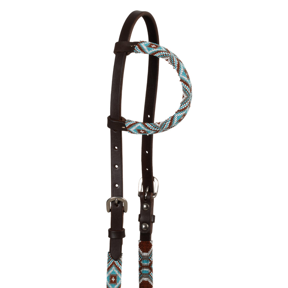 Pool's diamonds beaded oiled western one ear bridle