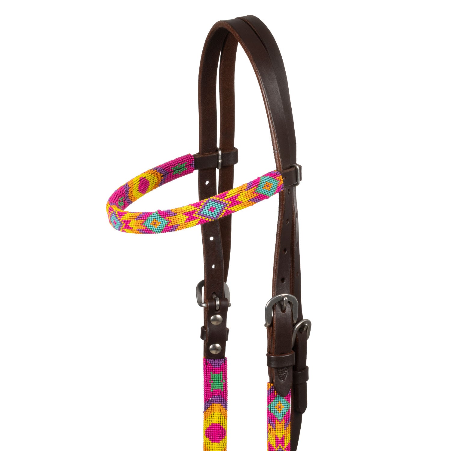 Pool's multicolor beaded oiled western bridle