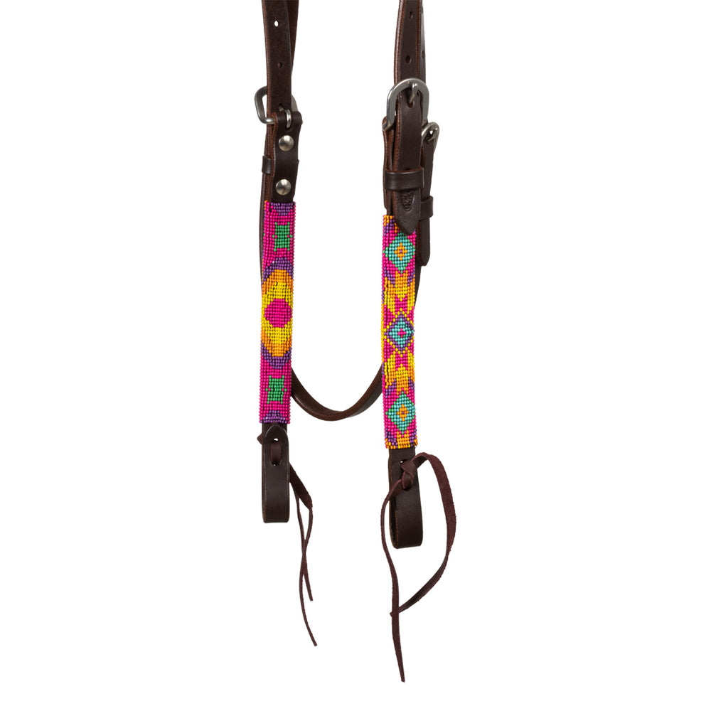 Pool's multicolor beaded oiled western bridle
