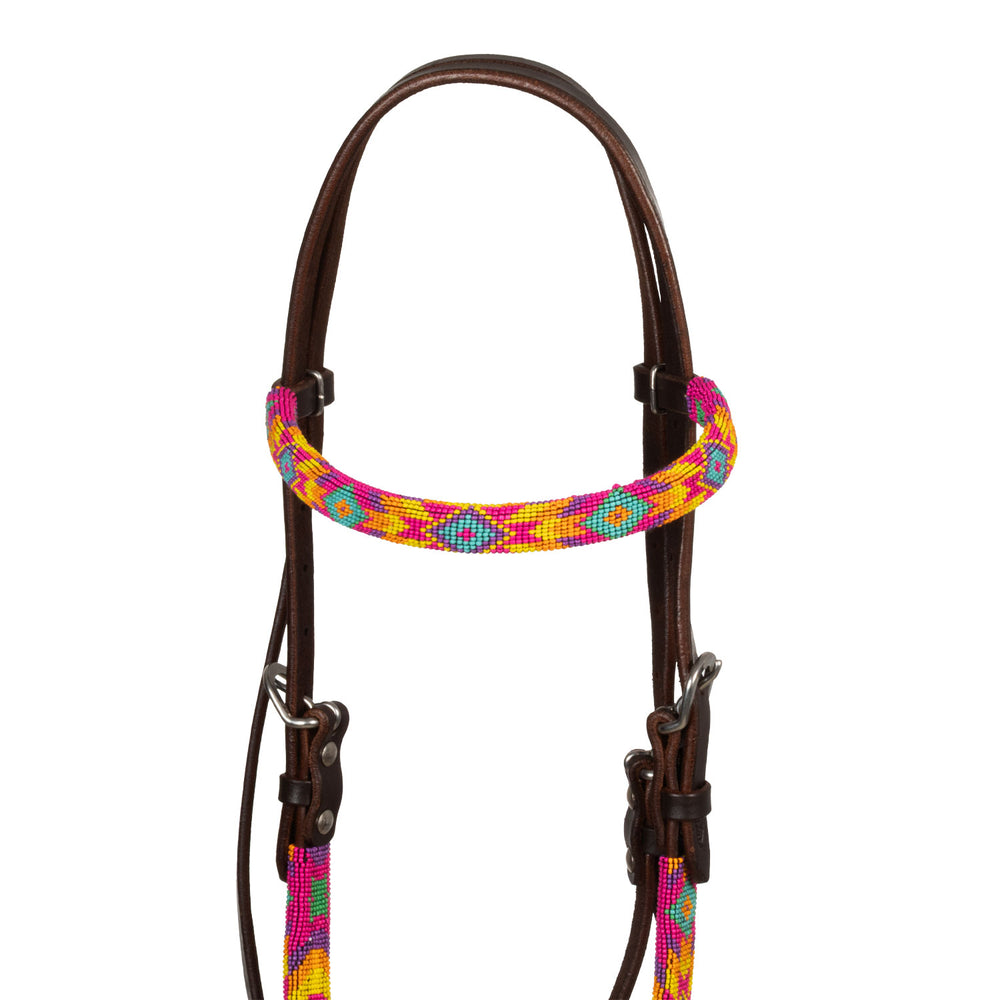 Pool's multicolor beaded oiled western bridle