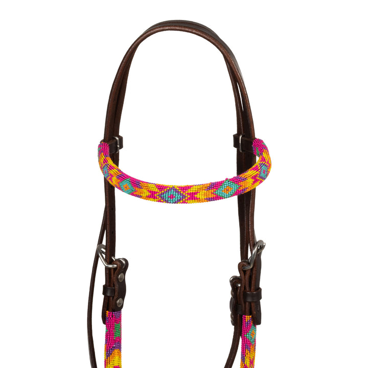 Pool's multicolor beaded oiled western bridle
