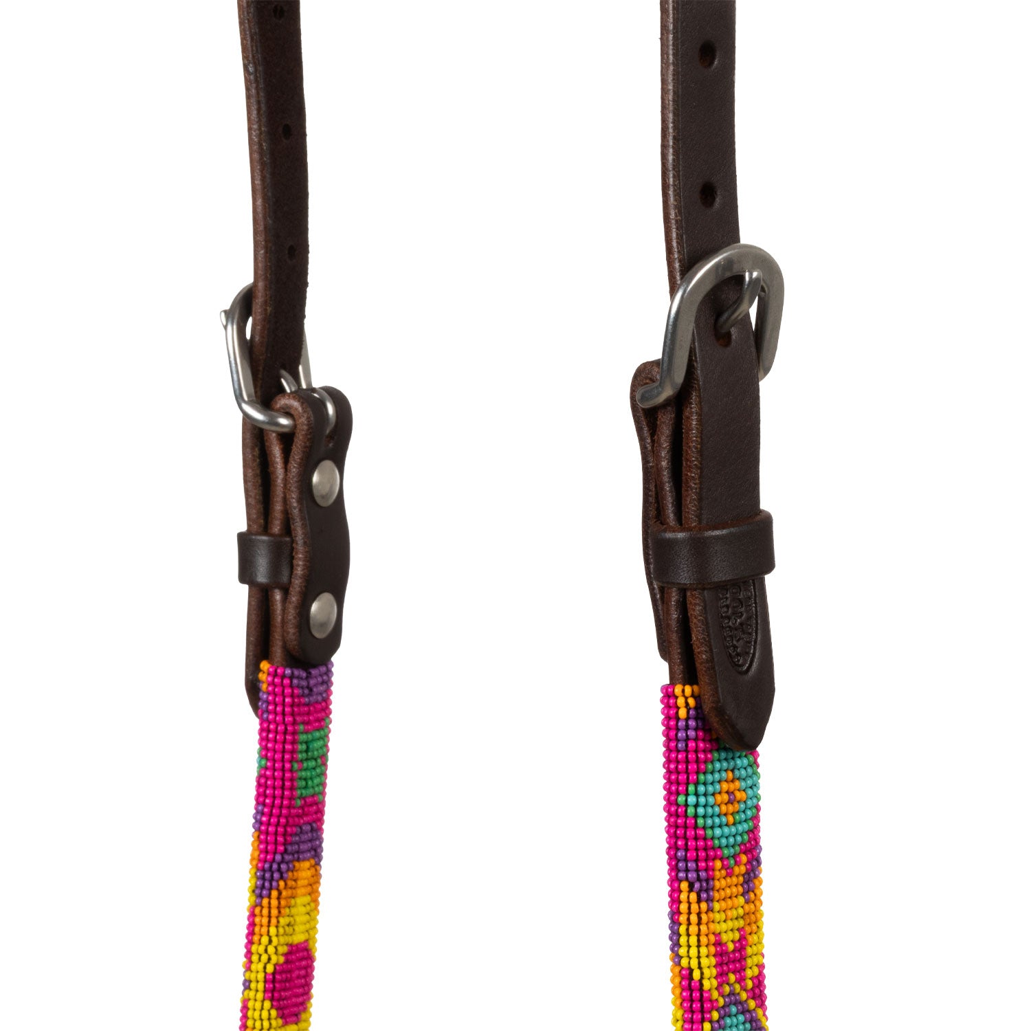 Pool's multicolor beaded oiled western one ear bridle