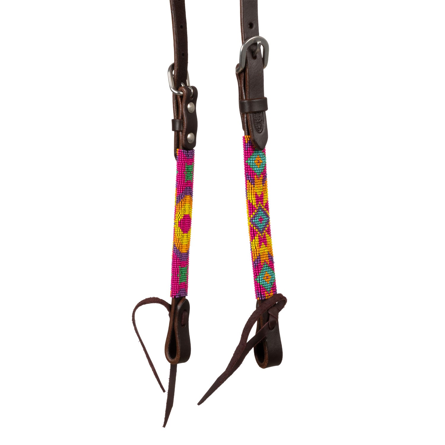 Pool's multicolor beaded oiled western one ear bridle