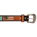 Pool's unisex western beaded belt with feather engraving