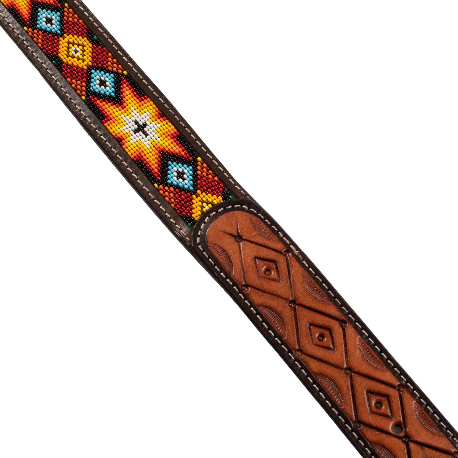 Pool's unisex western beaded belt and brass buckle