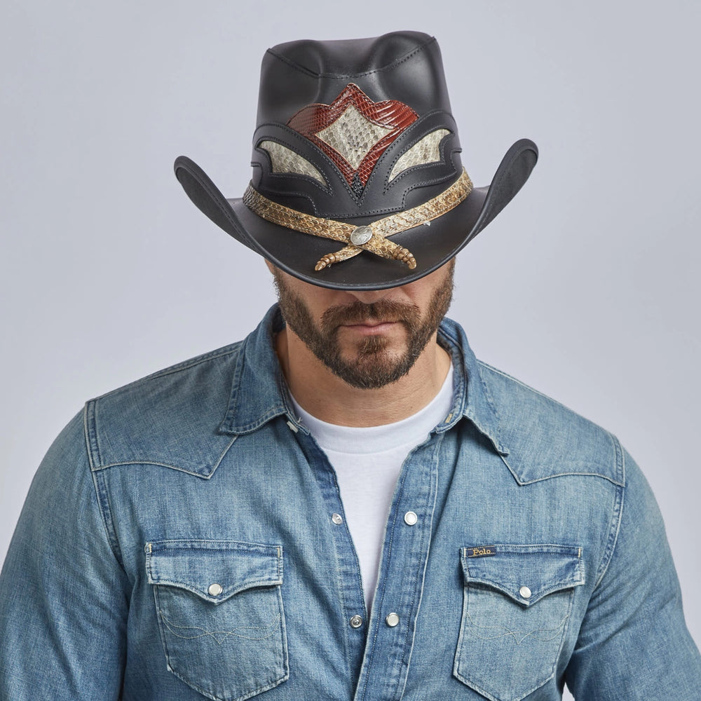 American hat makers Storm | chapeau de cowboy en cuir et serpent à sonnette