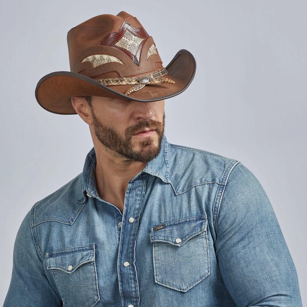 American hat makers Storm | chapeau de cowboy en cuir et serpent à sonnette