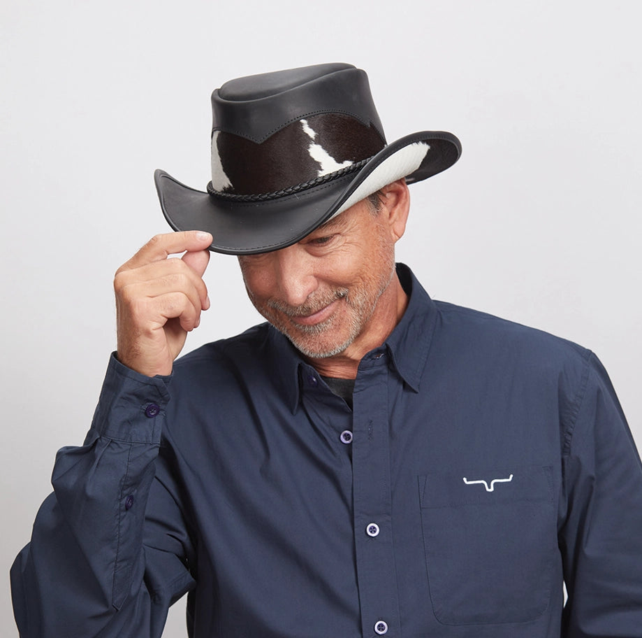 American hat makers Pinto | chapeau de cowboy en cuir avec détails en cuir de veau