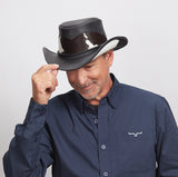 American hat makers Pinto | chapeau de cowboy en cuir avec détails en cuir de veau