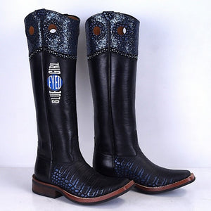 Bottes western De Niro bleu buckaroo