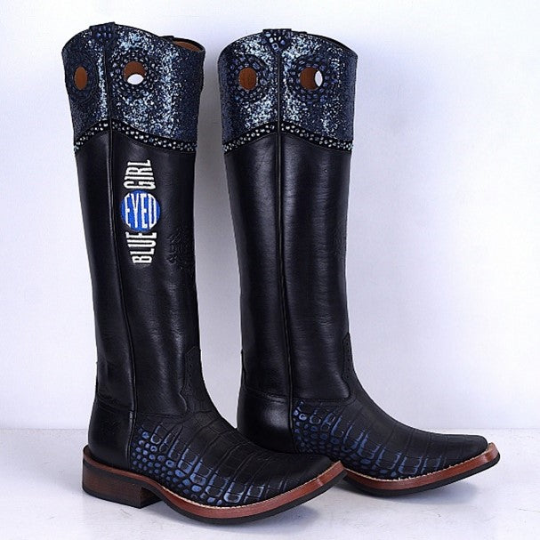 Bottes western De Niro bleu buckaroo