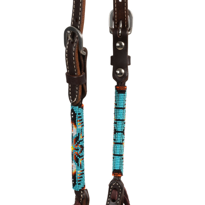 Pool's Navanjo Sky Beaded Oiled Western One Ear Bridle