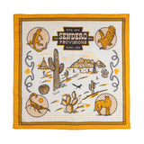 Sendero Provisions bandana with desert-themed illustrations on a white background