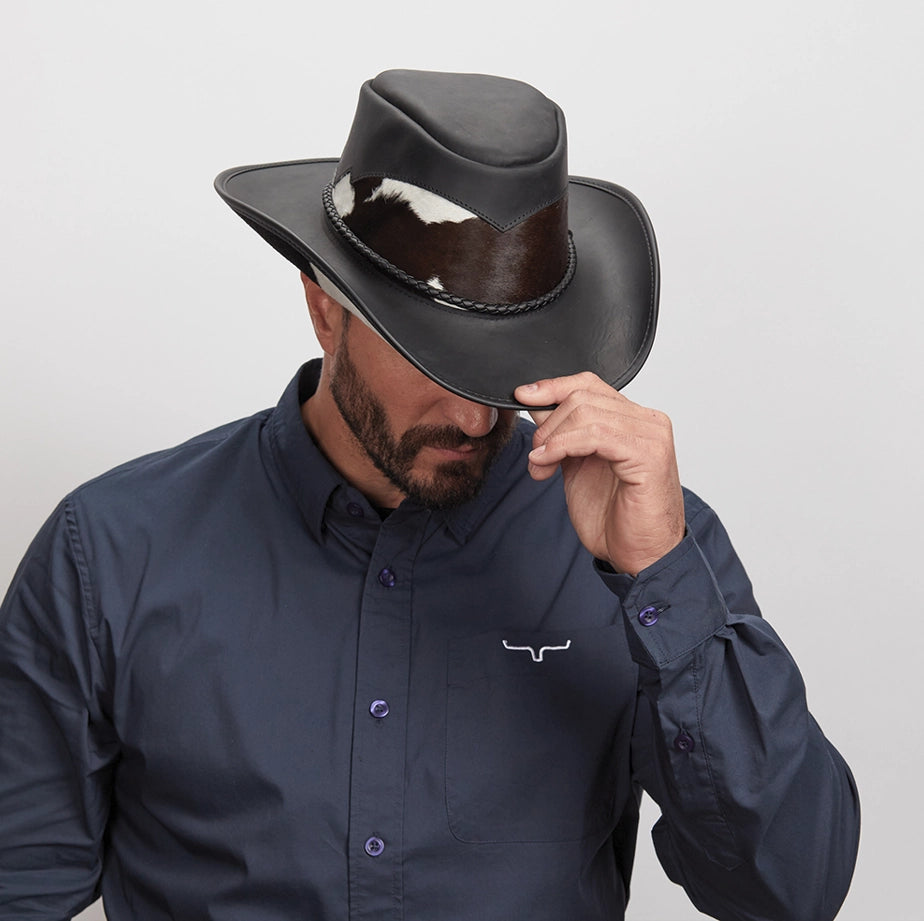 American hat makers Pinto | chapeau de cowboy en cuir avec détails en cuir de veau