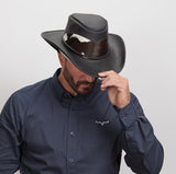American hat makers Pinto | chapeau de cowboy en cuir avec détails en cuir de veau