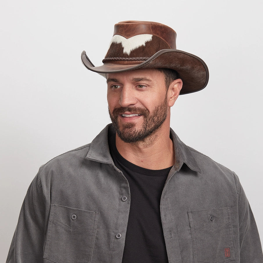 American hat makers Pinto | chapeau de cowboy en cuir avec détails en cuir de veau