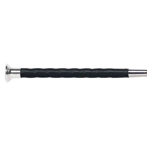 Fleck lacquered linen thread cover, leather grip, nickel mushroom cap dressage whip 03015 Fleck