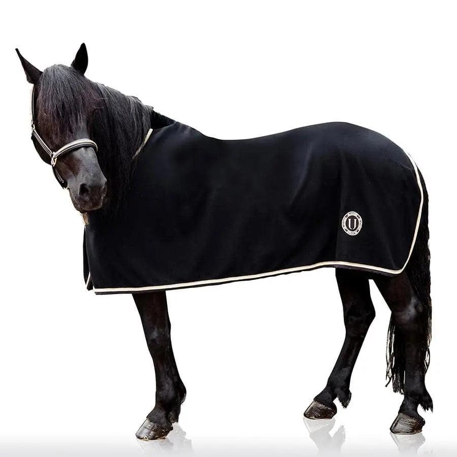 U - black black gold collection horse rug fleece U black